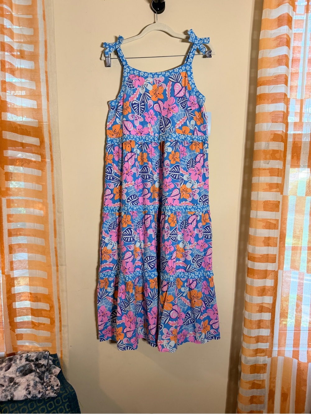 Cat & Jack Blue Floral Tie-Shoulder Maxi Dress for Girls